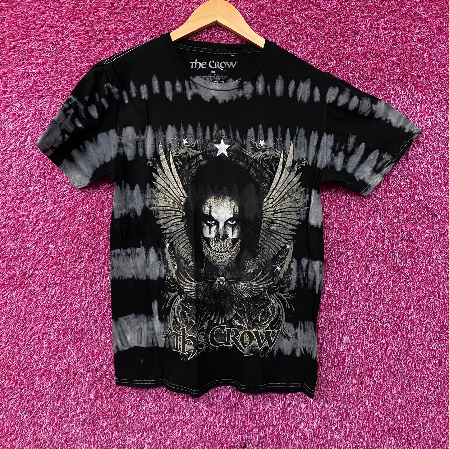 The Crow Winged Skull Face Tie-Dye T-Shirt Medium
