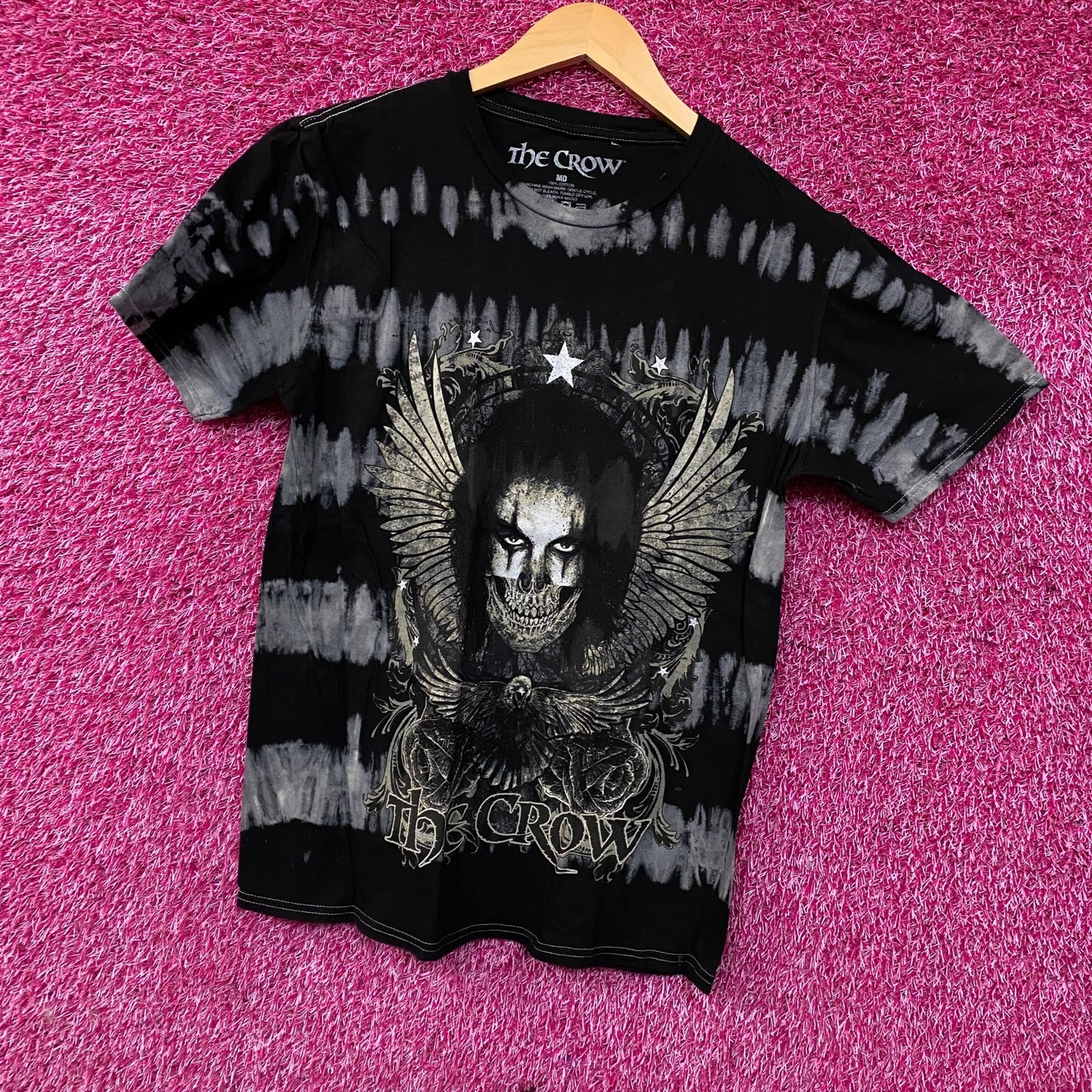The Crow Winged Skull Face Tie-Dye T-Shirt Medium