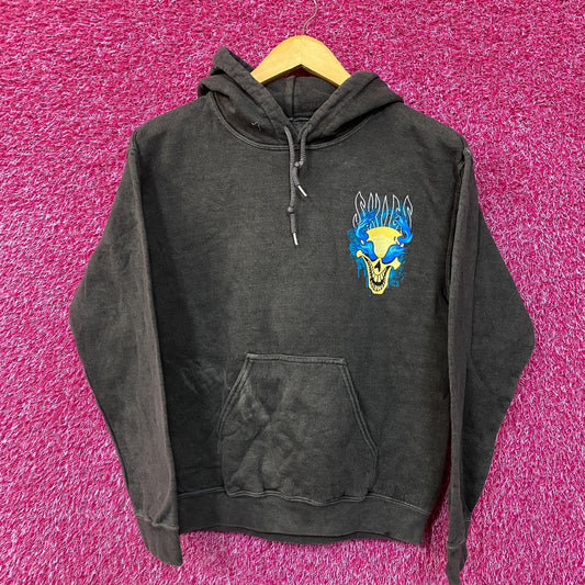 Little Skies Flaming Skull Emo Rap Hoodie Small