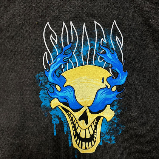 Little Skies Flaming Skull Emo Rap Hoodie Small