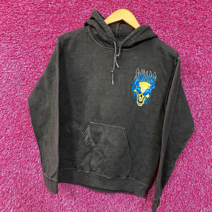 Little Skies Flaming Skull Emo Rap Hoodie Small
