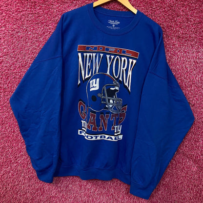 Junk Food Clothing New York Giants Helmet Logo Flea Market Crew Sweatshirt 2XL