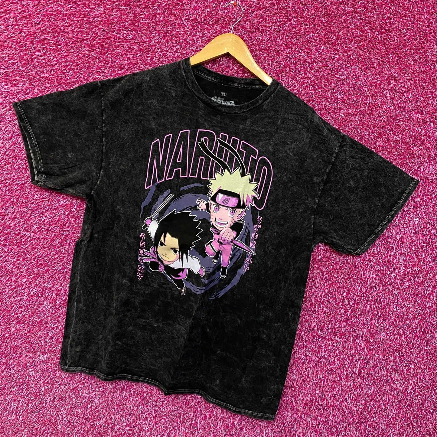 Naruto Chibi Style Mineral Wash Anime Tshirt size Extra Large