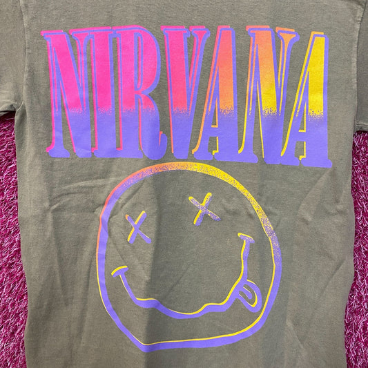 Nirvana Nevermind Tour Hyperwave Smiley Grunge Band Tee S