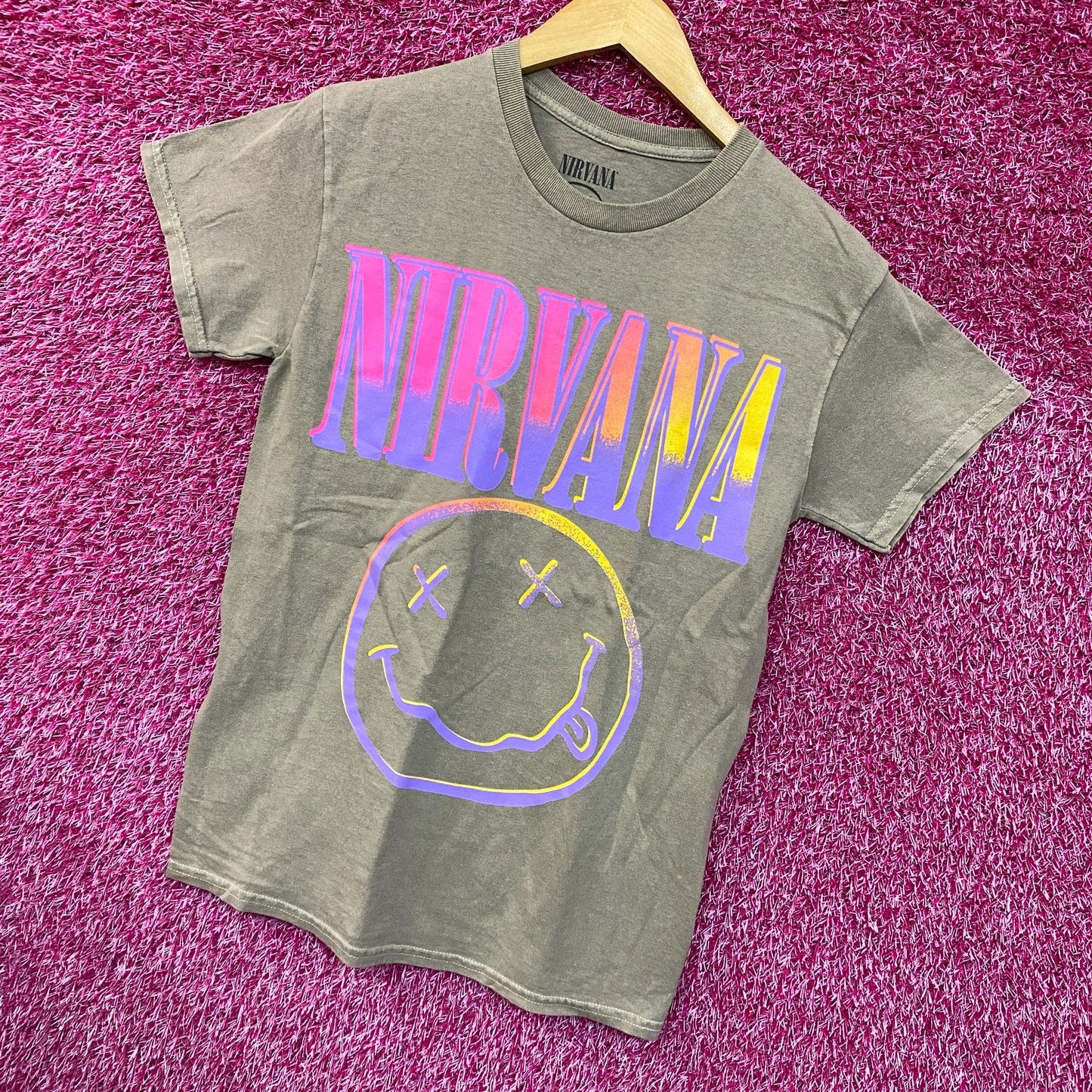 Nirvana Nevermind Tour Hyperwave Smiley Grunge Band Tee S