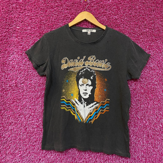 David Bowie Starman Womans Distressed Rock Tshirt size XS