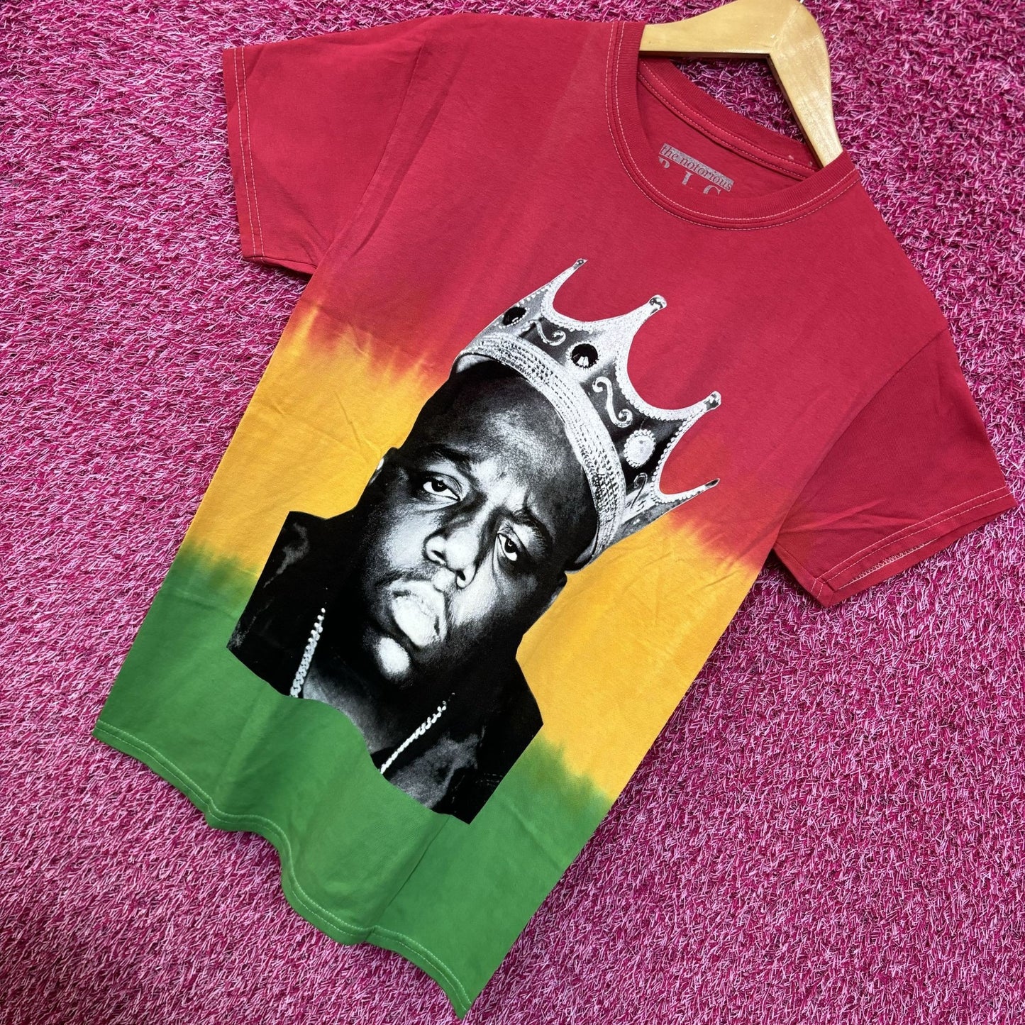 The Notorious BIG King of New York Rap Tricolor Dip-Dye Tee small