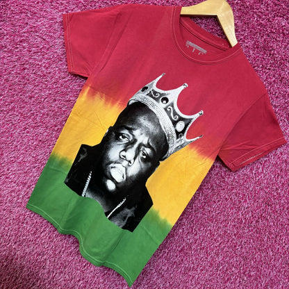 The Notorious BIG King of New York Rap Tricolor Dip-Dye Tee small