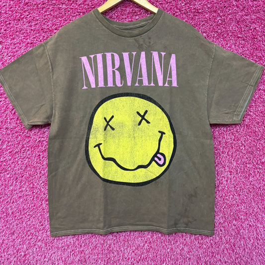 Nirvana Never Mind mineral wash Smiley Face Tshirt size large