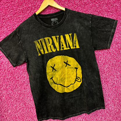 Nirvana Nevermind Smiley Face mineral wash grunge Tshirt size large