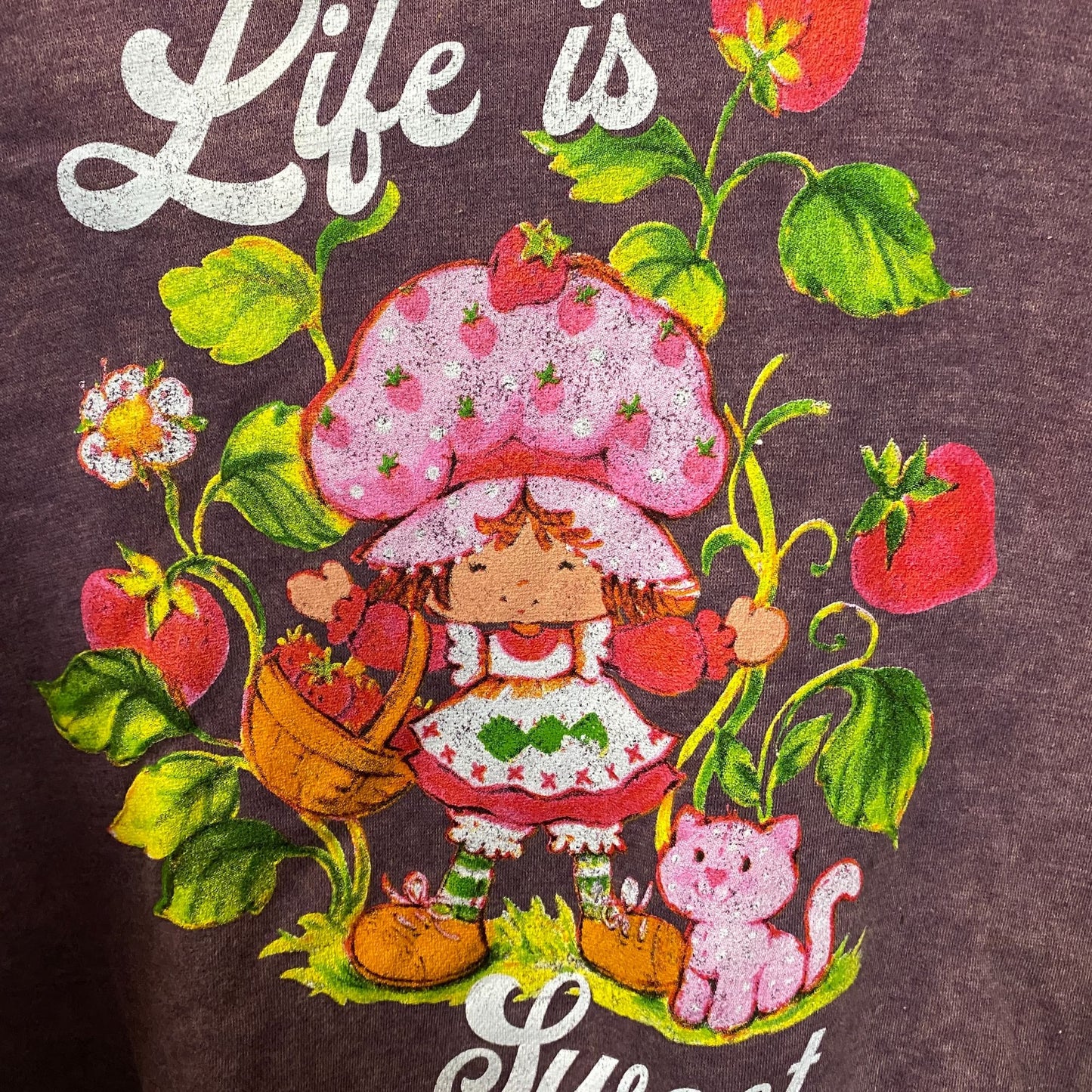 Strawberry Shortcake Life is Sweet Slogan Hoodie size Medium