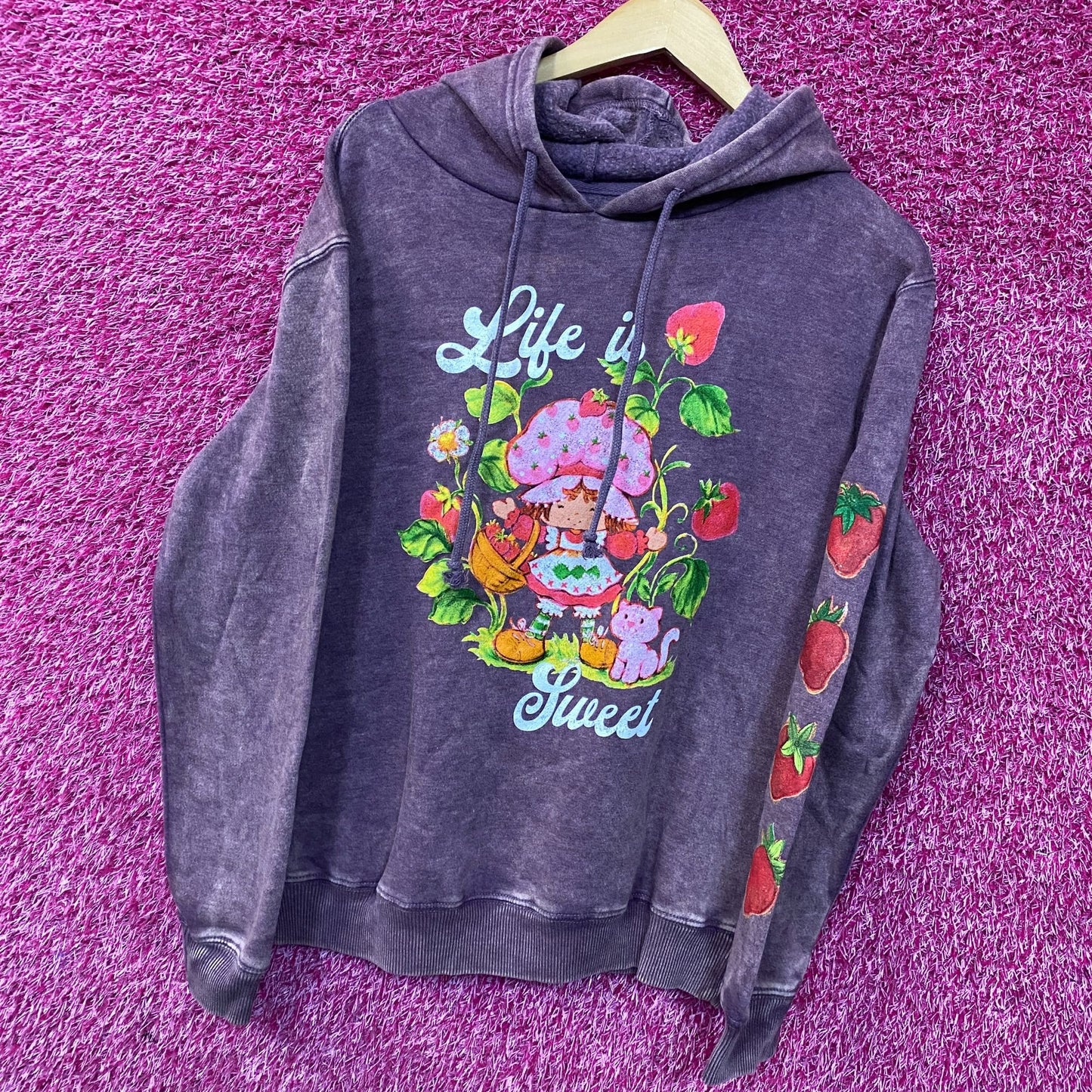 Strawberry Shortcake Life is Sweet Slogan Hoodie size Medium