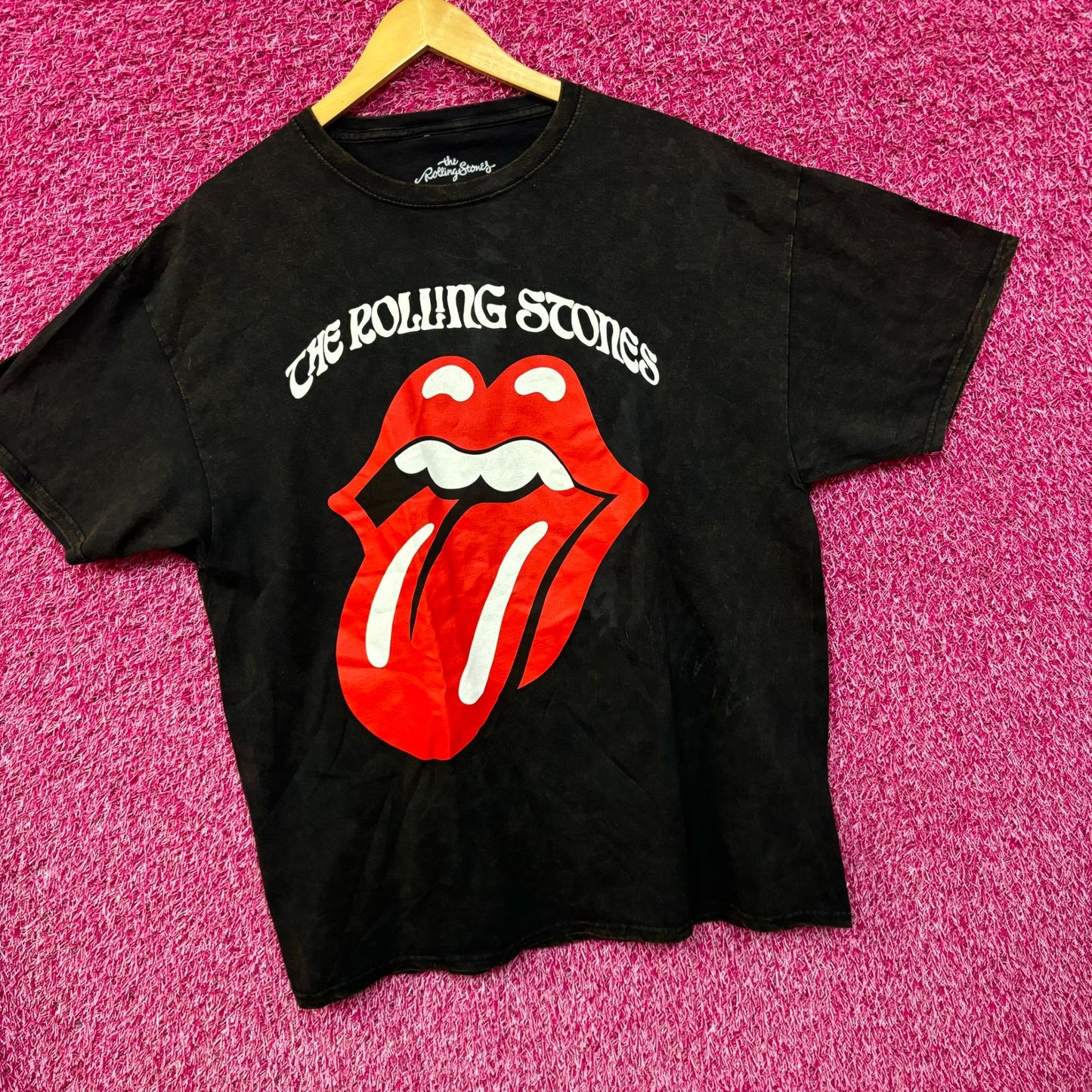 The Rolling Stones Hot Lips Acid Wash Rock and Roll Tee XL