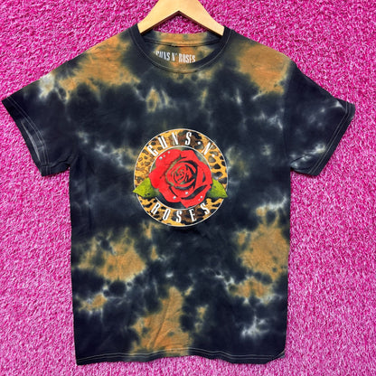 Guns N’ Roses Blossoming Rose Leopard Print Band Logo Heavy Metal Tie Dye S