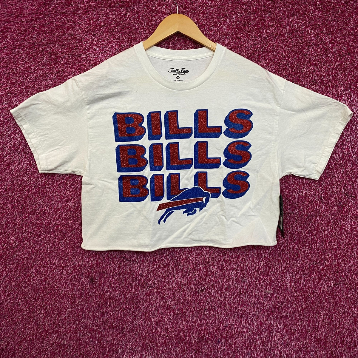 Junk Food Clothing Buffalo Bills Football Glitter Crop Top size Medium