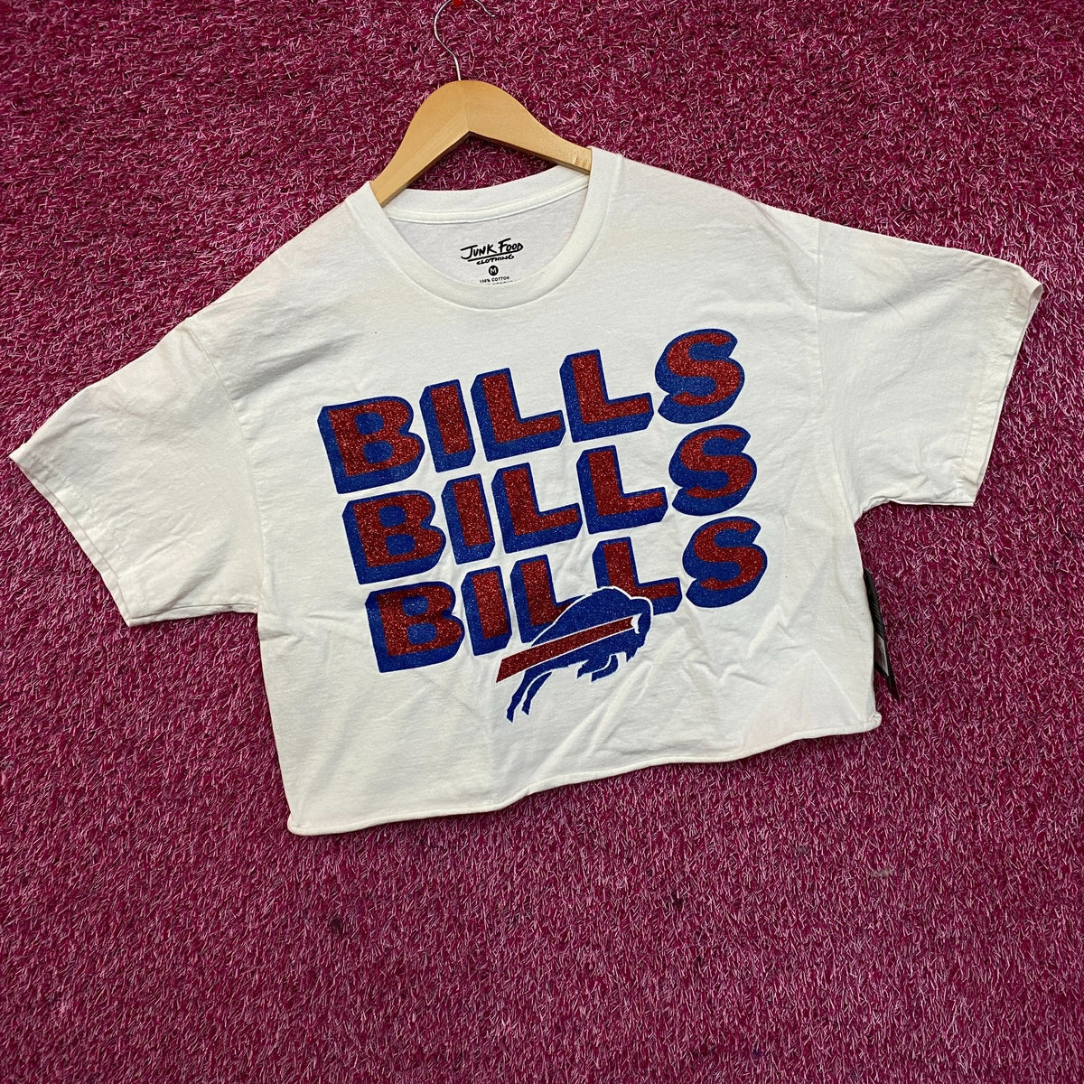 Junk Food Clothing Buffalo Bills Football Glitter Crop Top size Medium