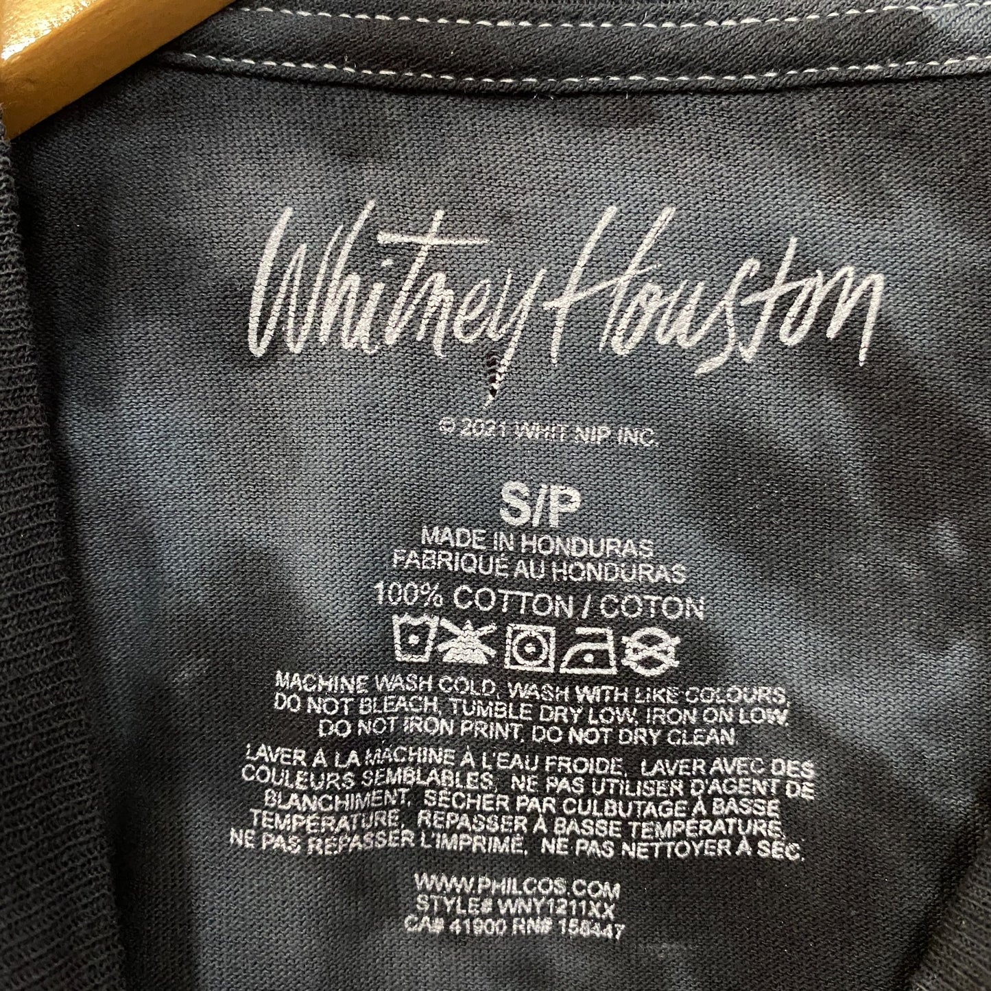 Whitney Houston Graphic Gray Tie Dye T-Shirt Small