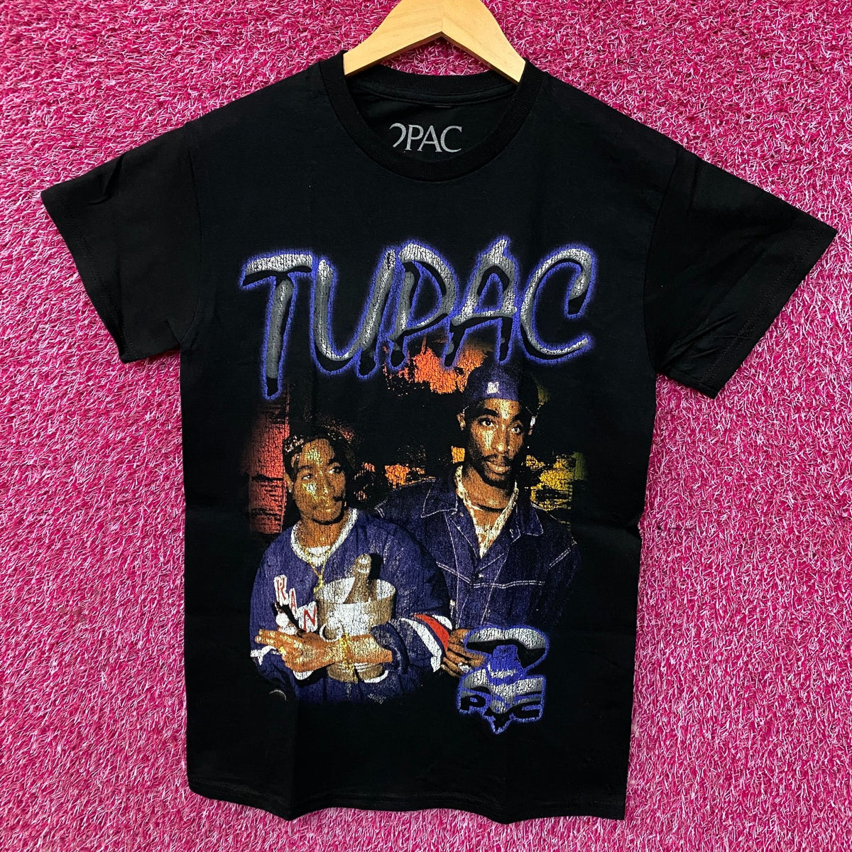 Tupac Portrait Collage Hip Hop Graphic T-Shirt Small