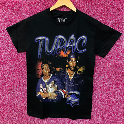 Tupac Portrait Collage Hip Hop Graphic T-Shirt Small