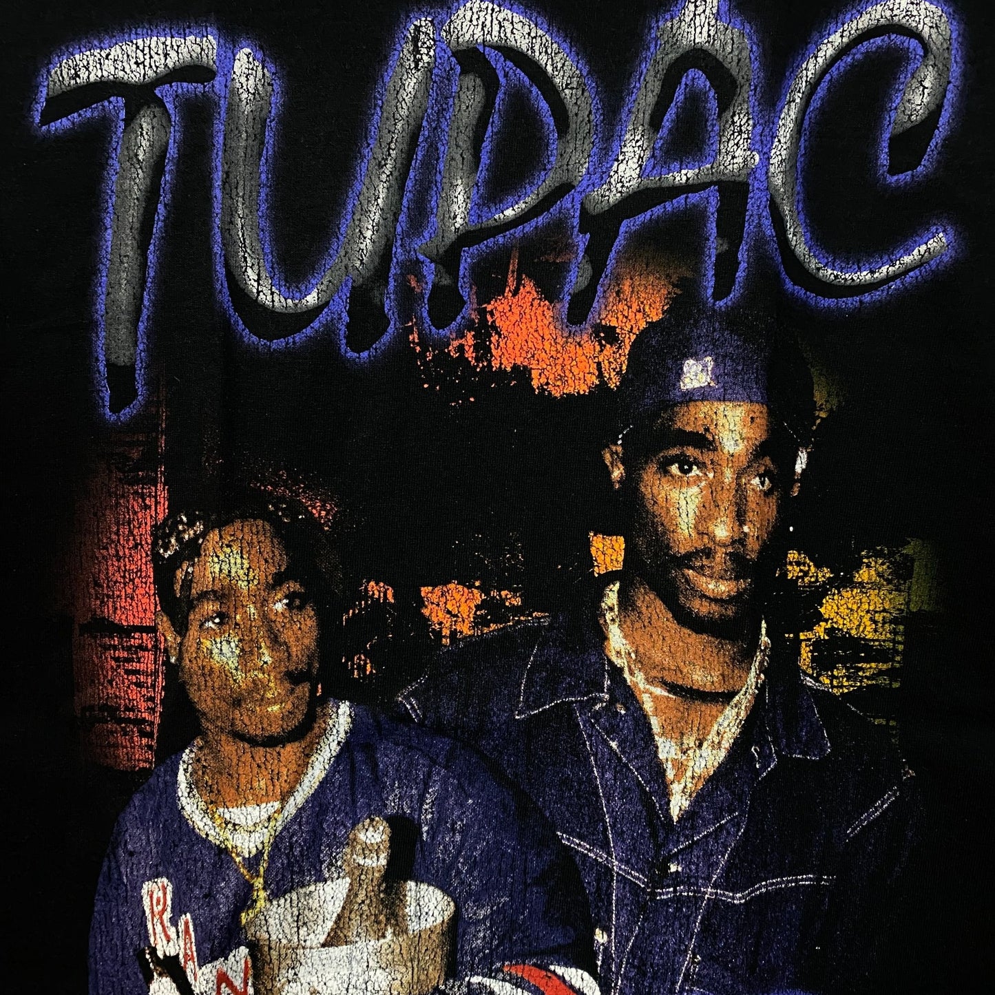 Tupac Portrait Collage Hip Hop Graphic T-Shirt Small