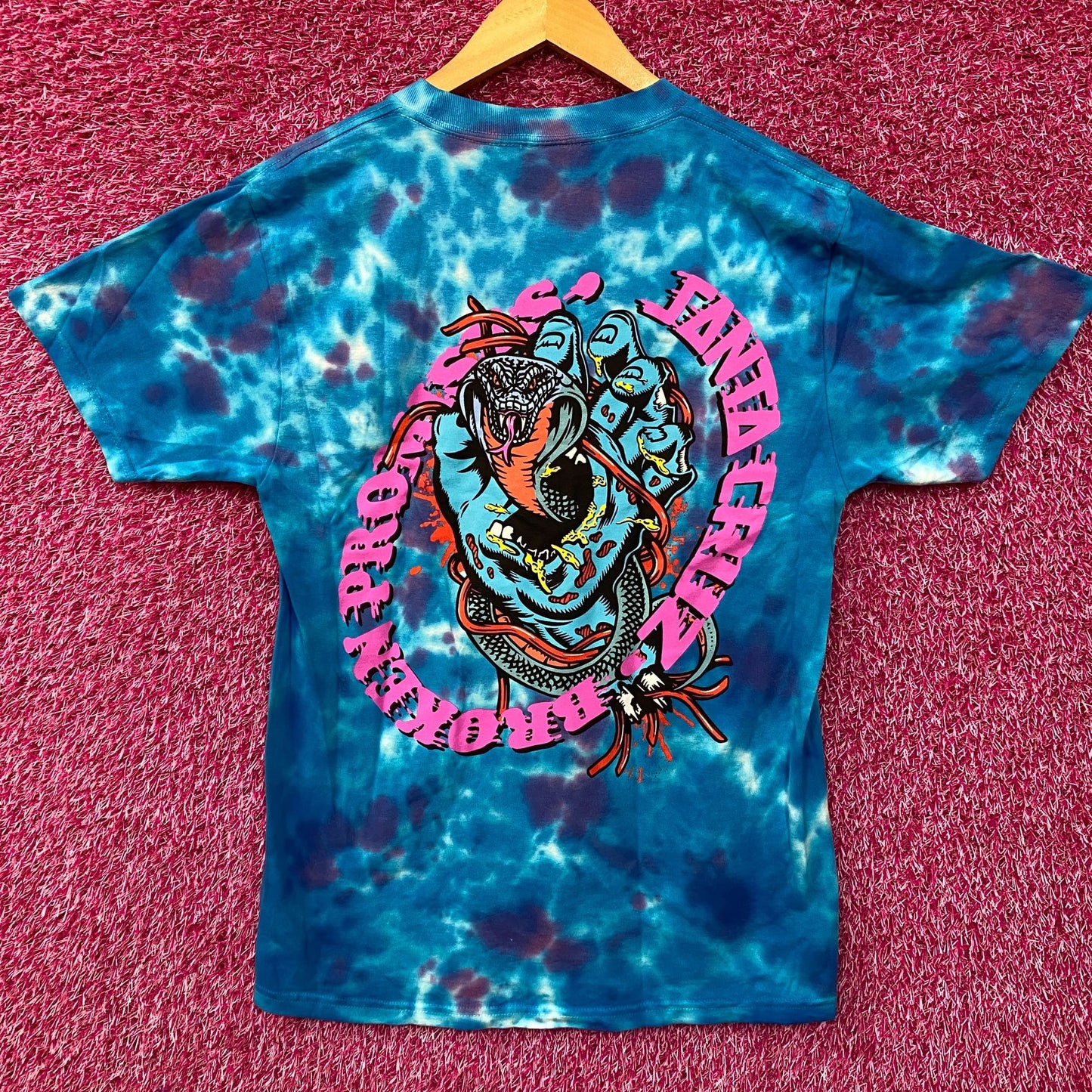 Broken Promises Hand and Cobra tiedye tshirt size Small