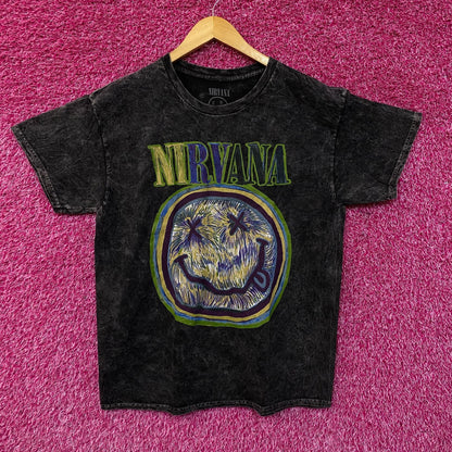 Nirvana Smiley Face Acid Wash Tshirt size large