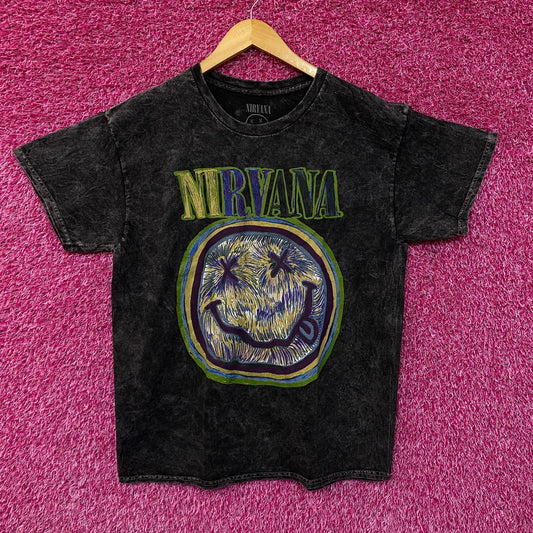 Nirvana Smiley Face Acid Wash Tshirt size large