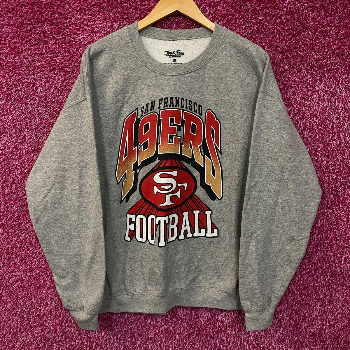Junk Food Clothing San Francisco 49ers Heather Gray Crewneck Pullover Sweatshirt Medium