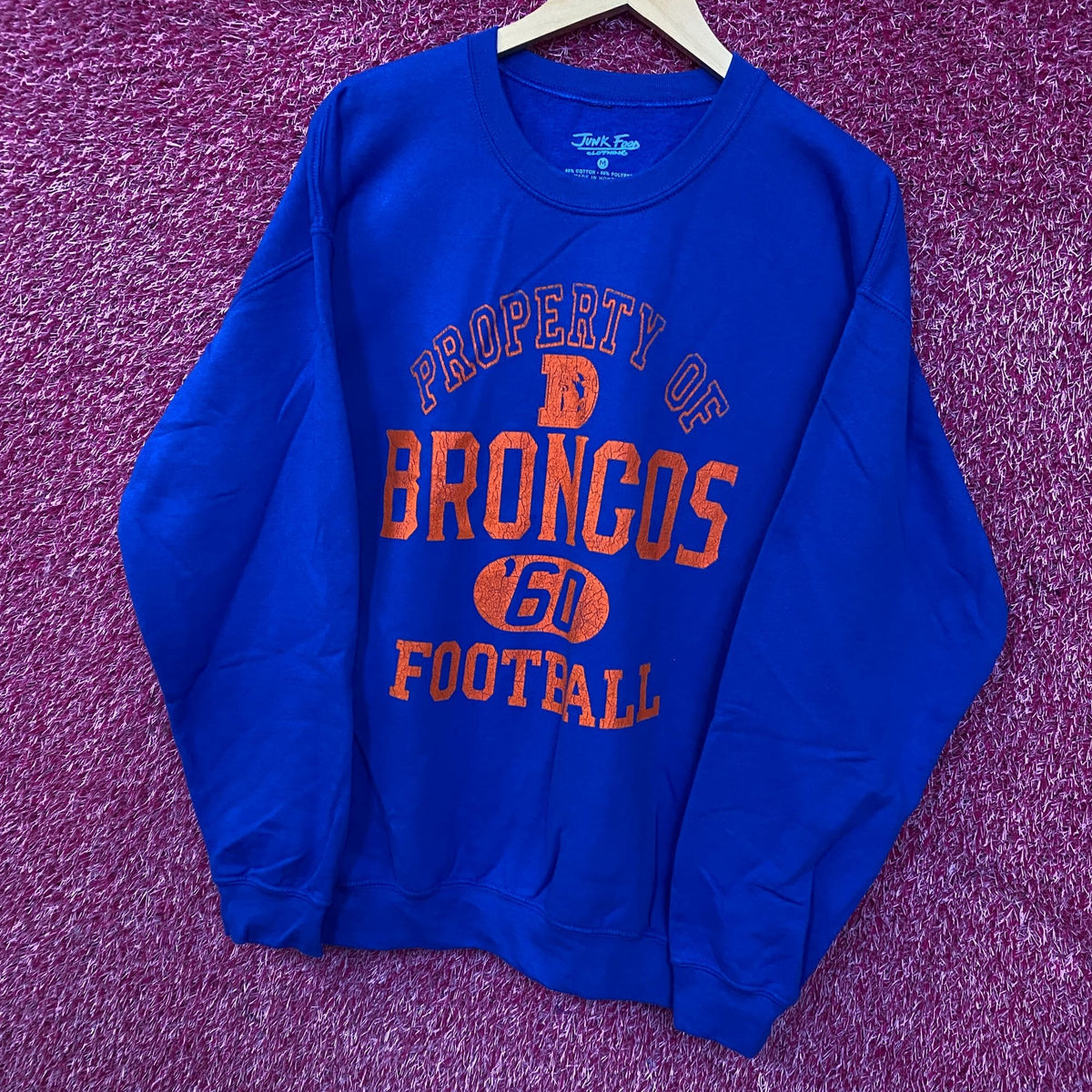 Junk Food Denver Broncos Property of Flea Market Crewneck Sweatshirt Medium