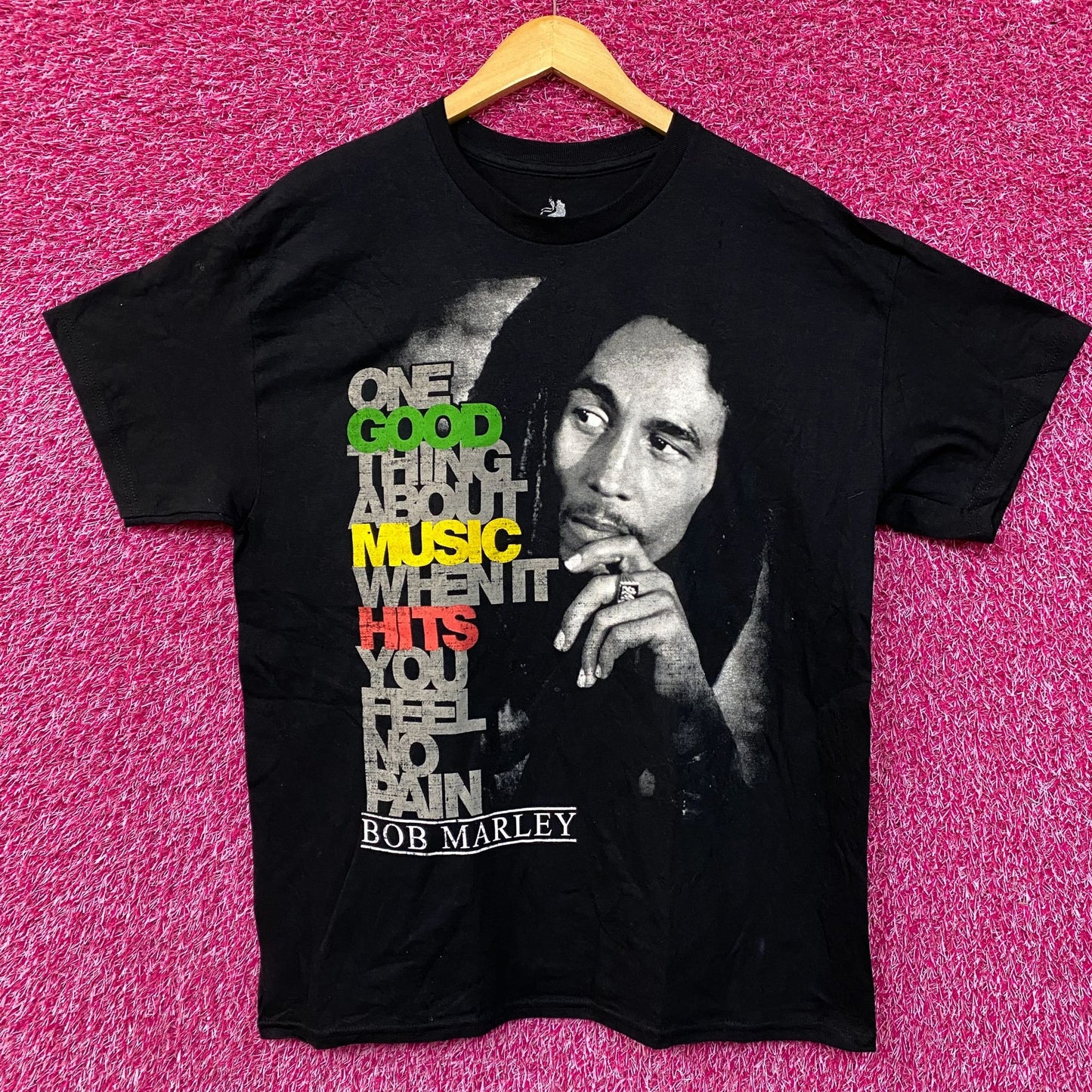 Bob Marley Good Music Hits Graphic Design T-Shirt Large