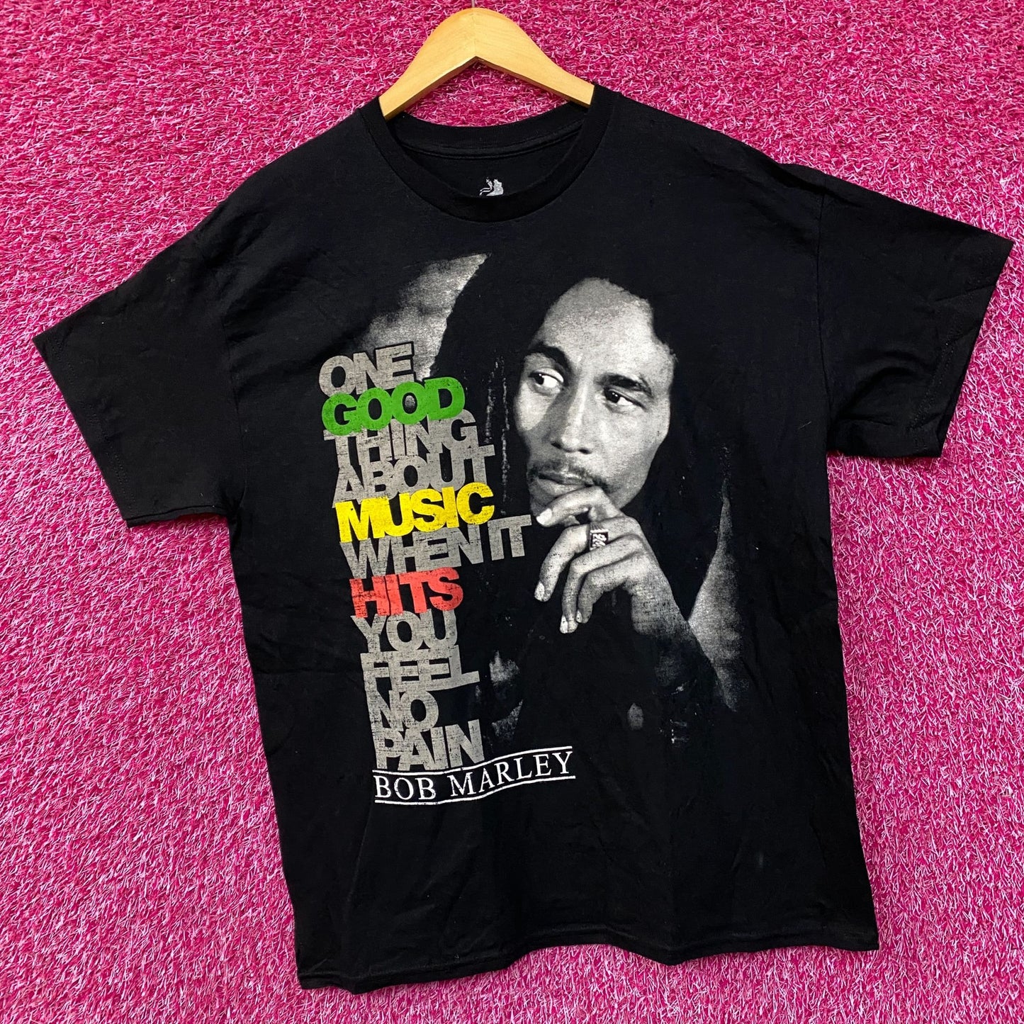 Bob Marley Good Music Hits Graphic Design T-Shirt Large