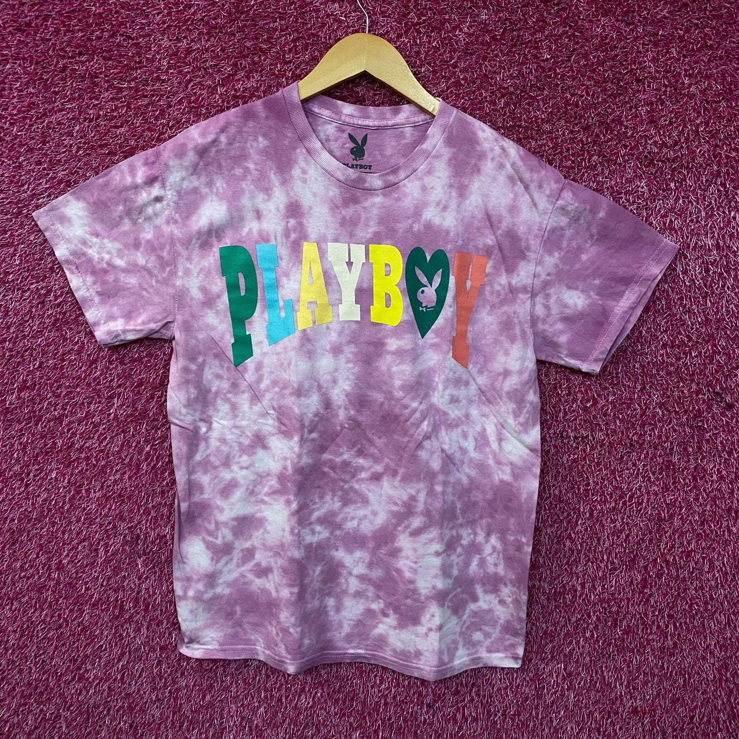Playboy Colorful Arc Logo Tie-Dye Graphic T-Shirt Medium