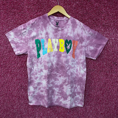 Playboy Colorful Arc Logo Tie-Dye Graphic T-Shirt Medium