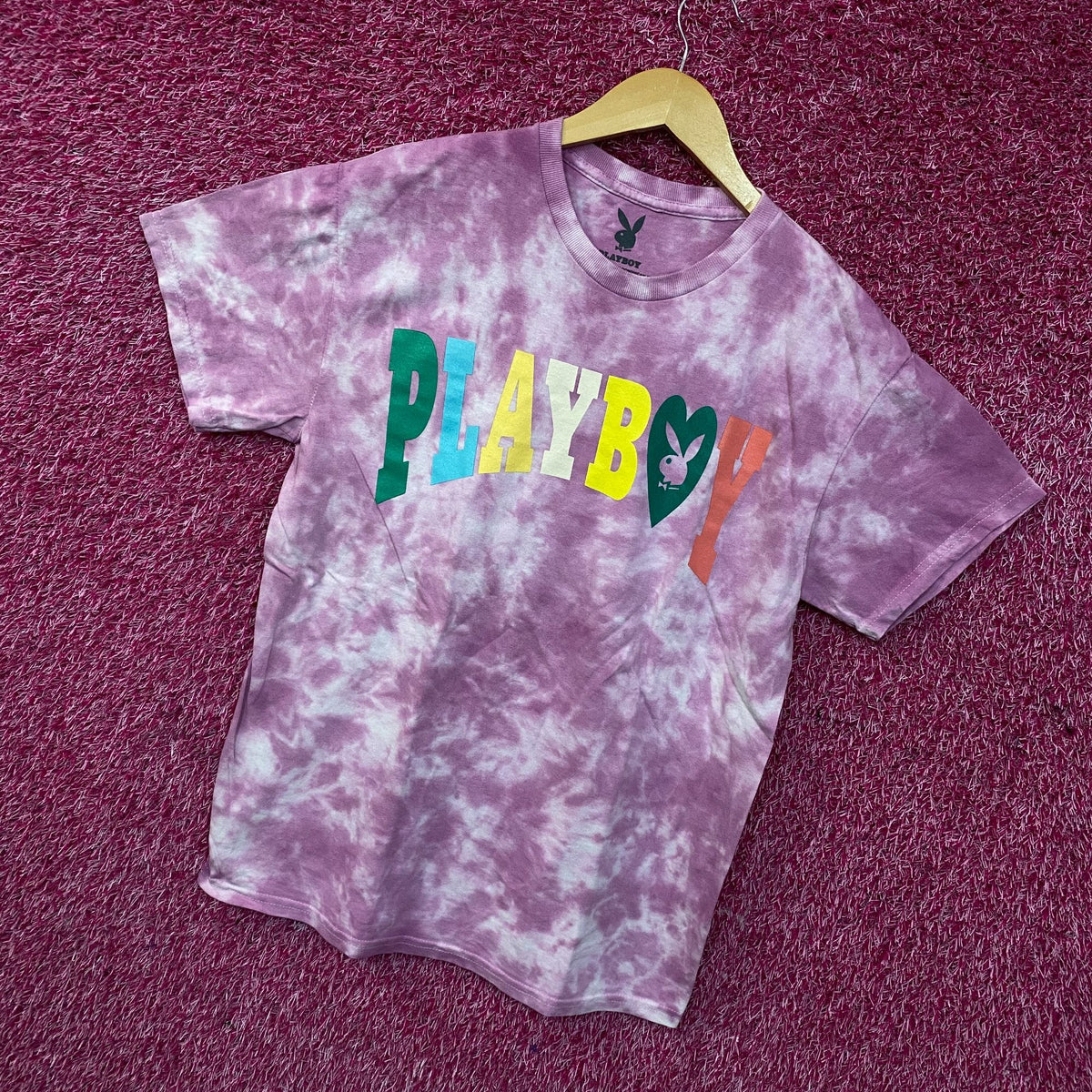 Playboy Colorful Arc Logo Tie-Dye Graphic T-Shirt Medium