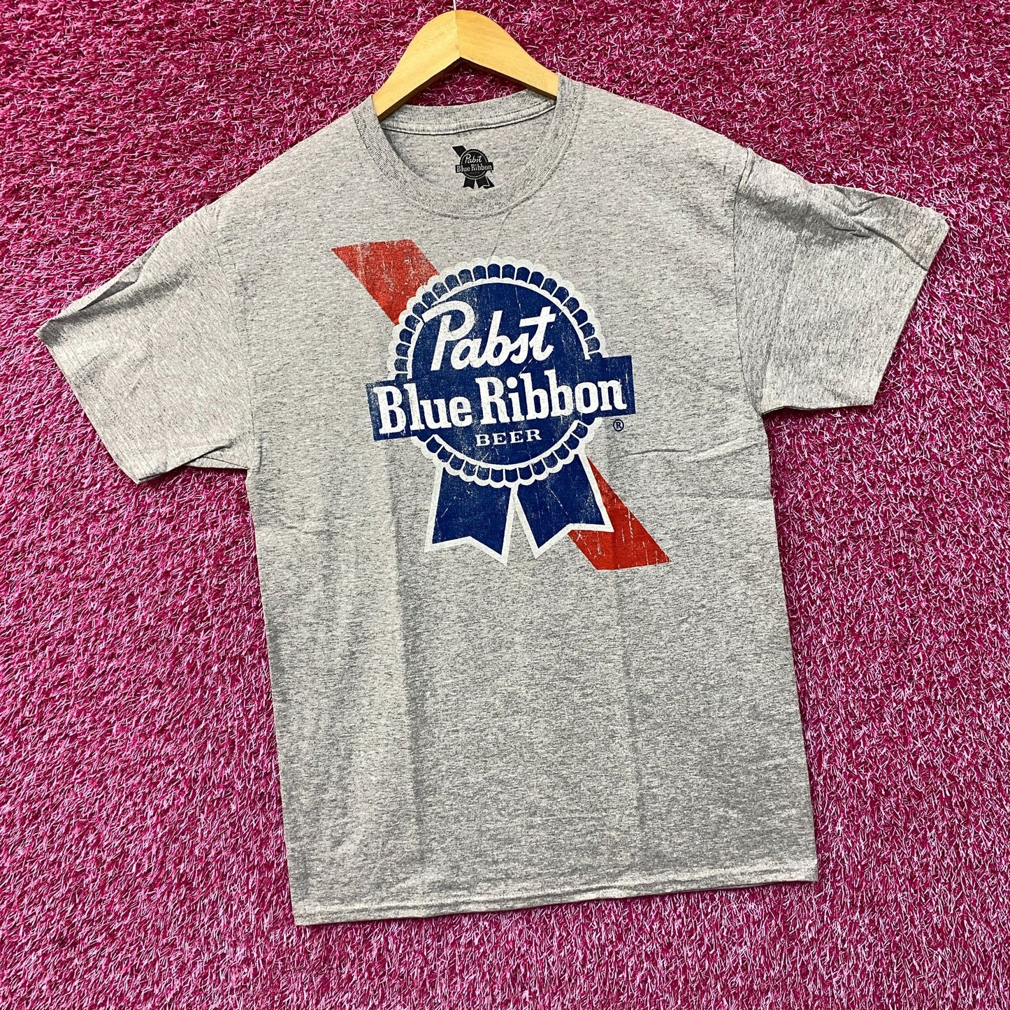 Pabst Blue Ribbon Promo Gray T-Shirt Medium