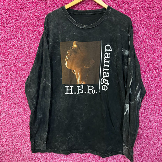 H.E.R Damage Back of My Mind Tour Acid Wash Long Sleeve XL