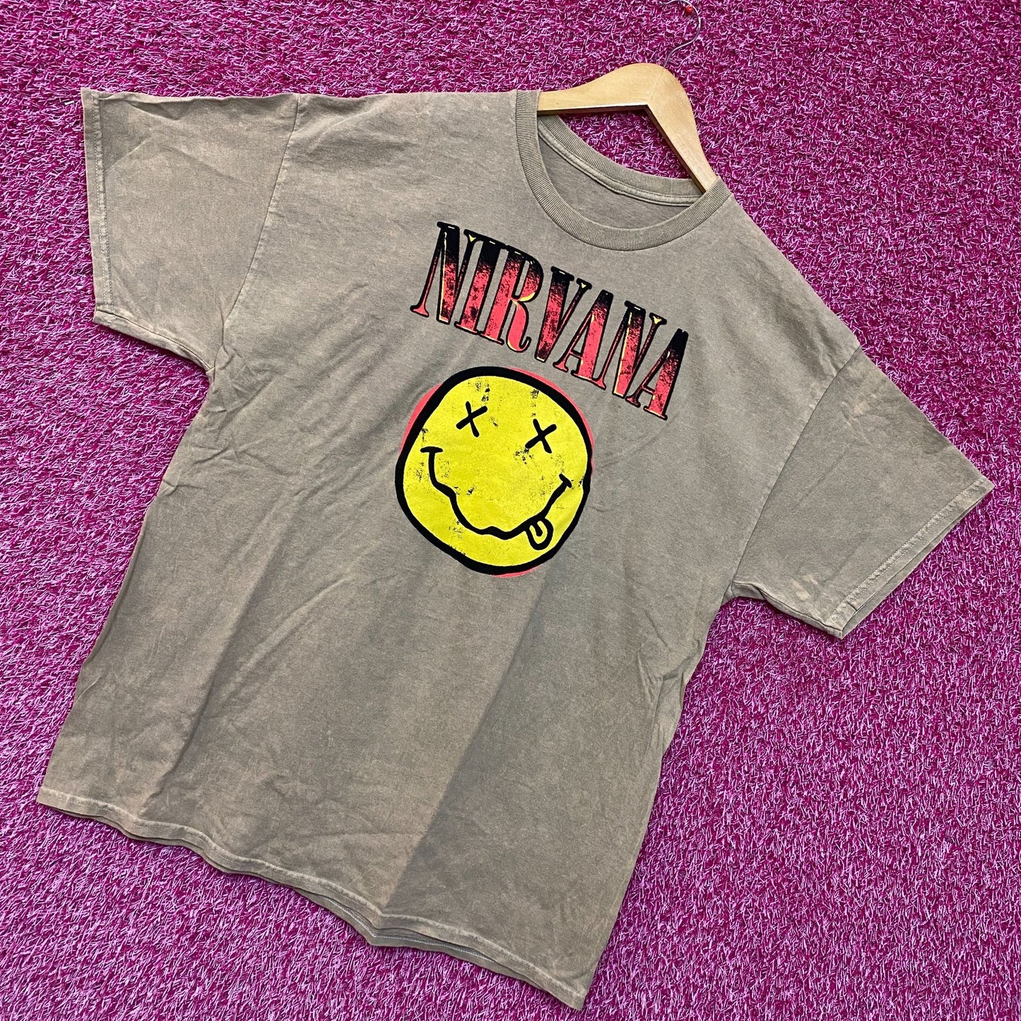 Nirvana Nevermind Tour Smiley Promo Art Grunge Tee XL