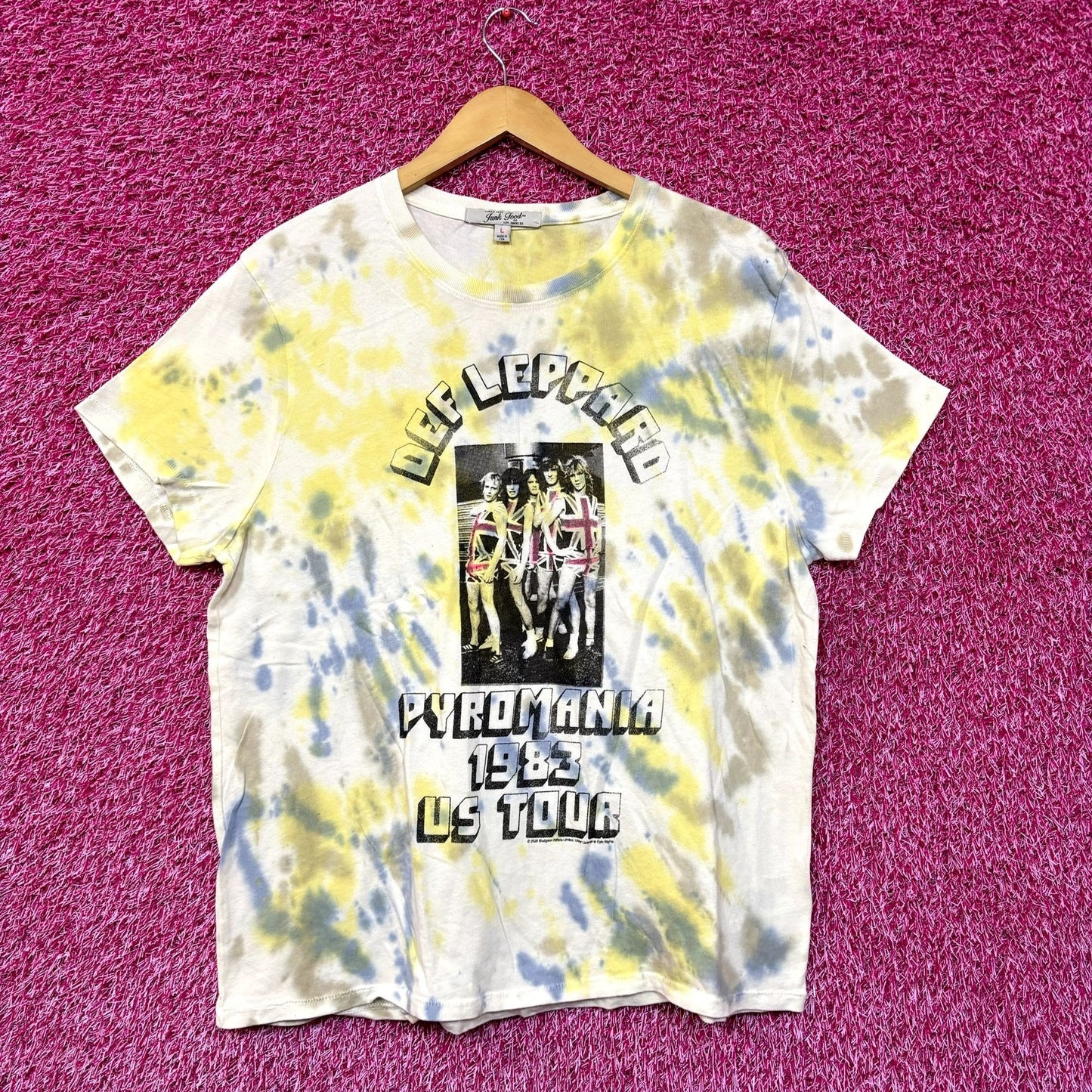 Def Leppard Pyromania 1983 US Tour Heavy Metal Tie Dye L