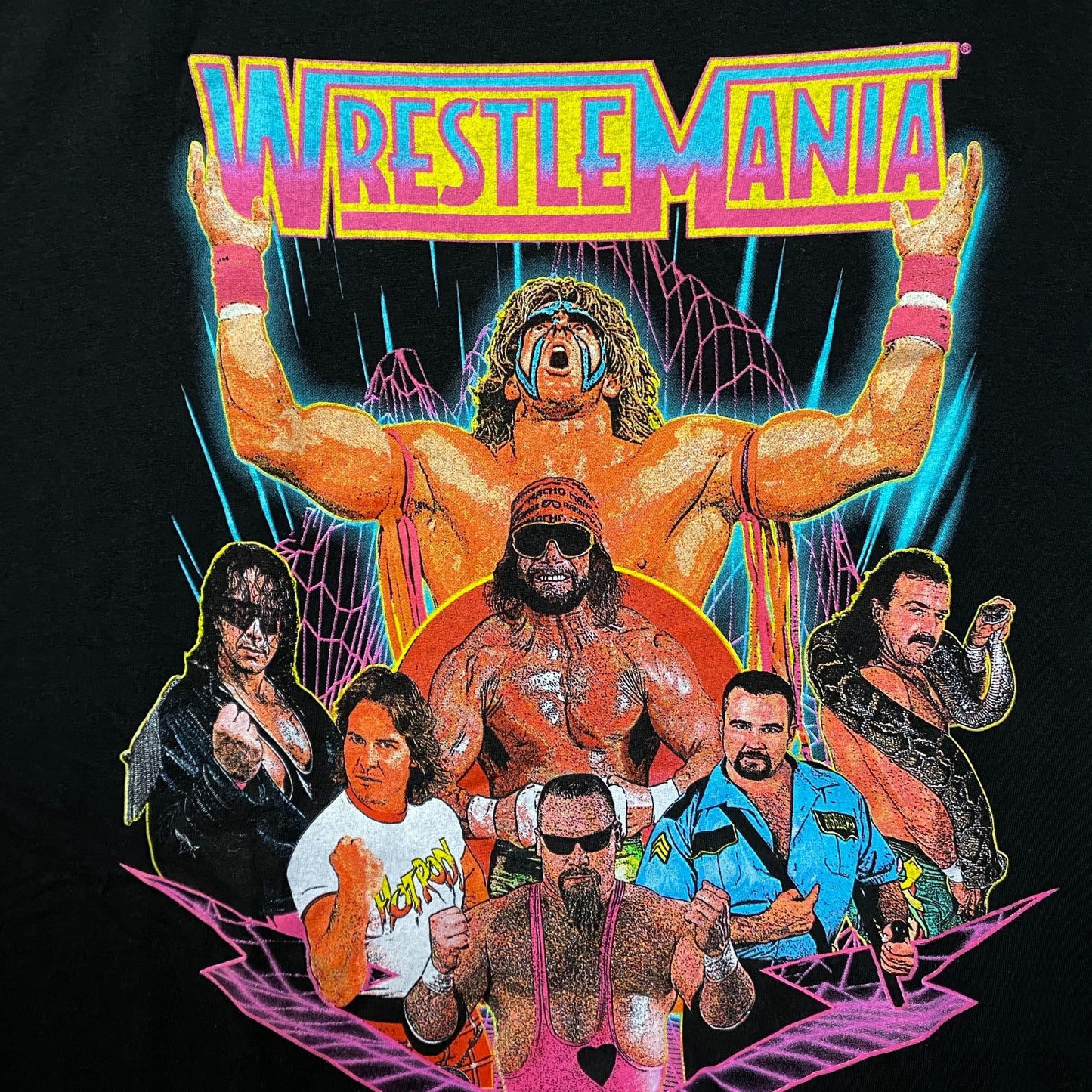 WWE Wrestlemania Wrestler Retro Poster T-Shirt 2XL