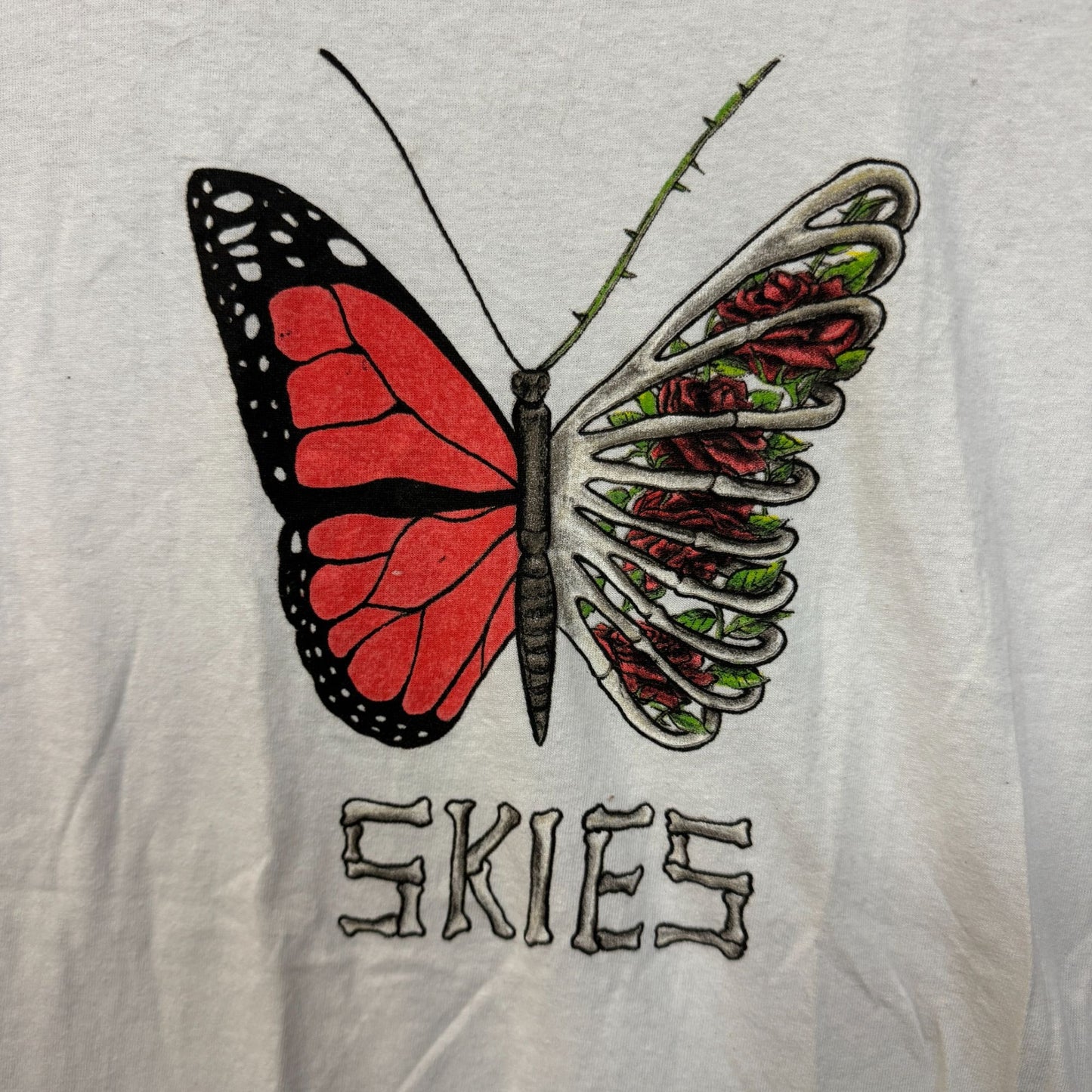 Lil Skies Shelby Butterfly Skeleton Wing Roses Emo Rap Tee M