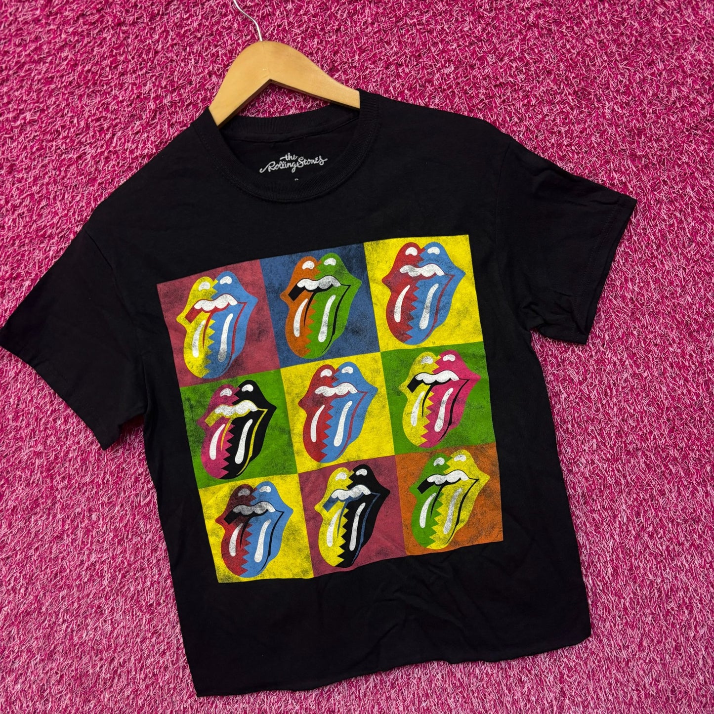 The Rolling Stones Andy Warhol Style Pop Art Hot Lips Rock Crop Top S