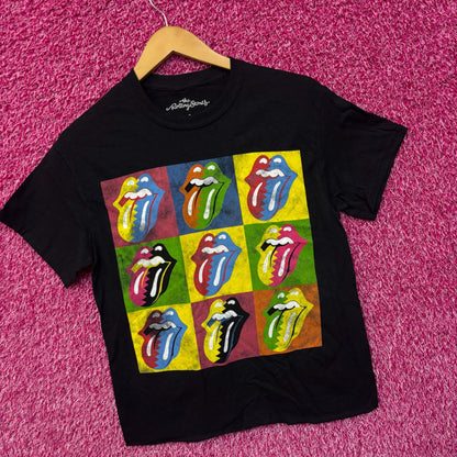 The Rolling Stones Andy Warhol Style Pop Art Hot Lips Rock Crop Top S