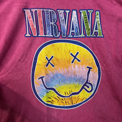 Nirvana Smiley Face Logo Pink T-Shirt XL