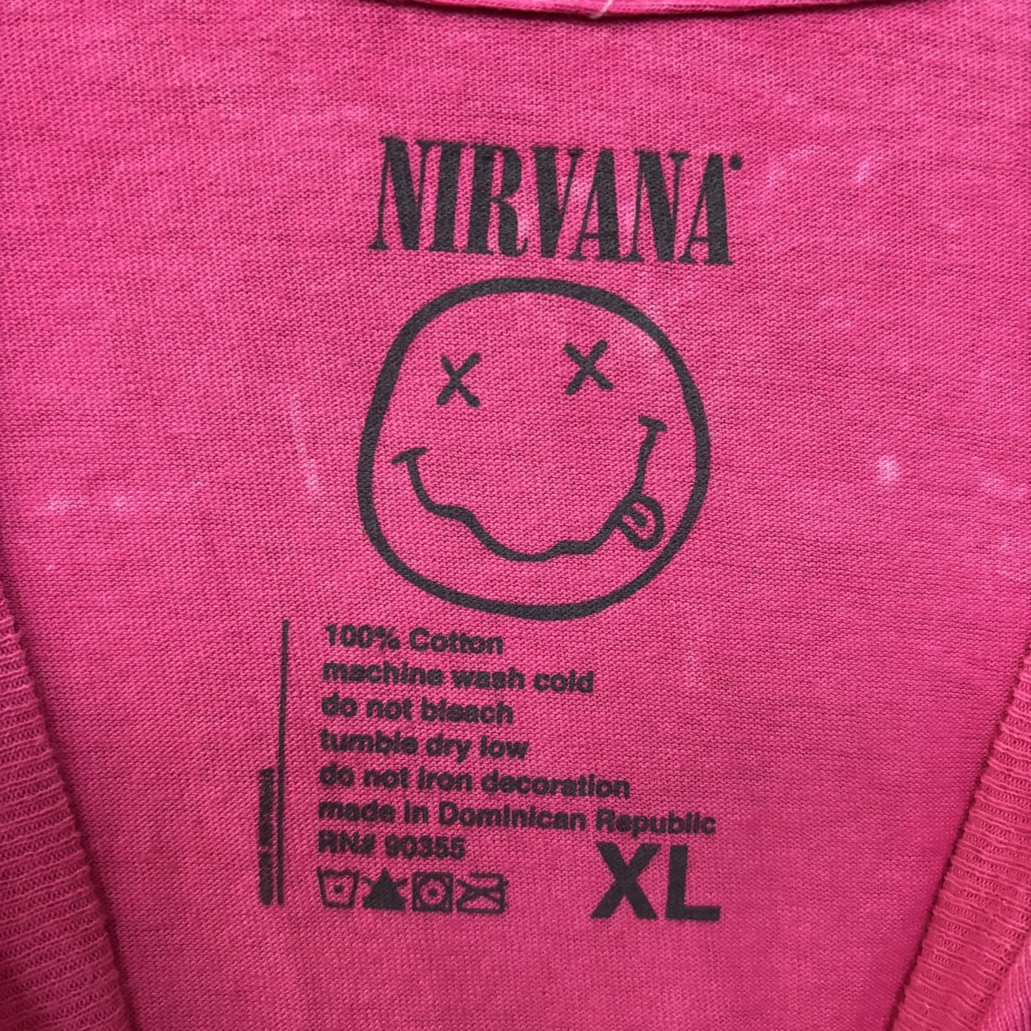 Nirvana Smiley Face Logo Pink T-Shirt XL