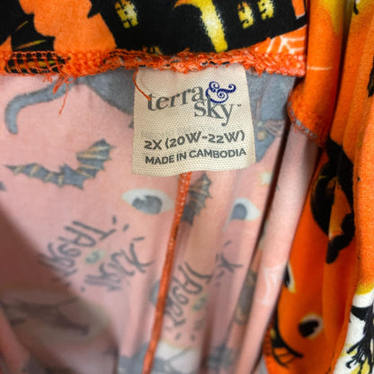 Terra & Sky Halloween Print Trick or Treat Pajama Pants Orange 2XL
