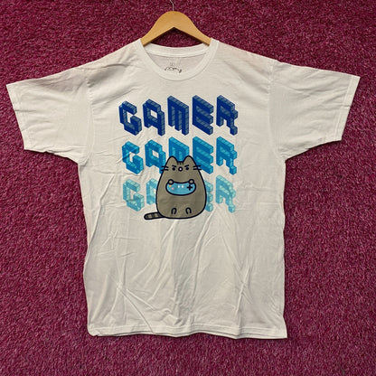 Pusheen Cat Gamer Cute Graphic T-Shirt Large