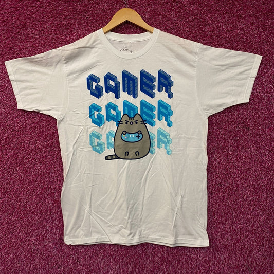 Pusheen Cat Gamer Cute Graphic T-Shirt Large