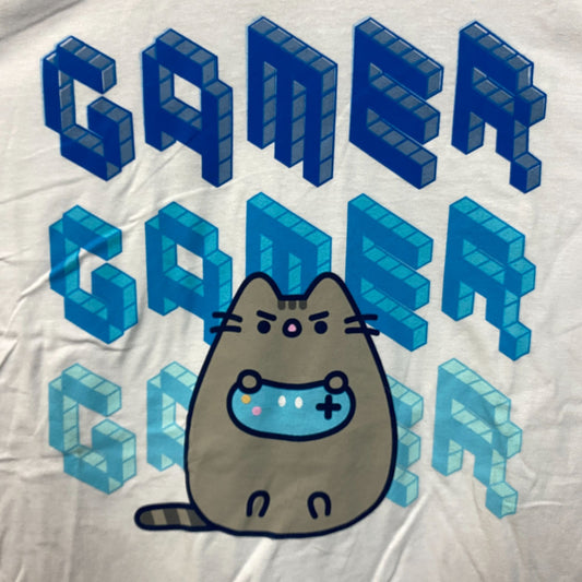 Pusheen Cat Gamer Cute Graphic T-Shirt Large