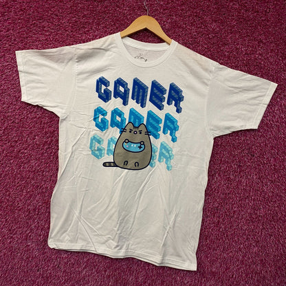 Pusheen Cat Gamer Cute Graphic T-Shirt Large