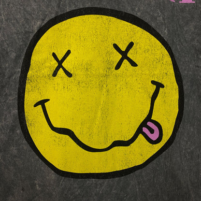 Nirvana Smiley Face Graphic Grunge T-Shirt Medium